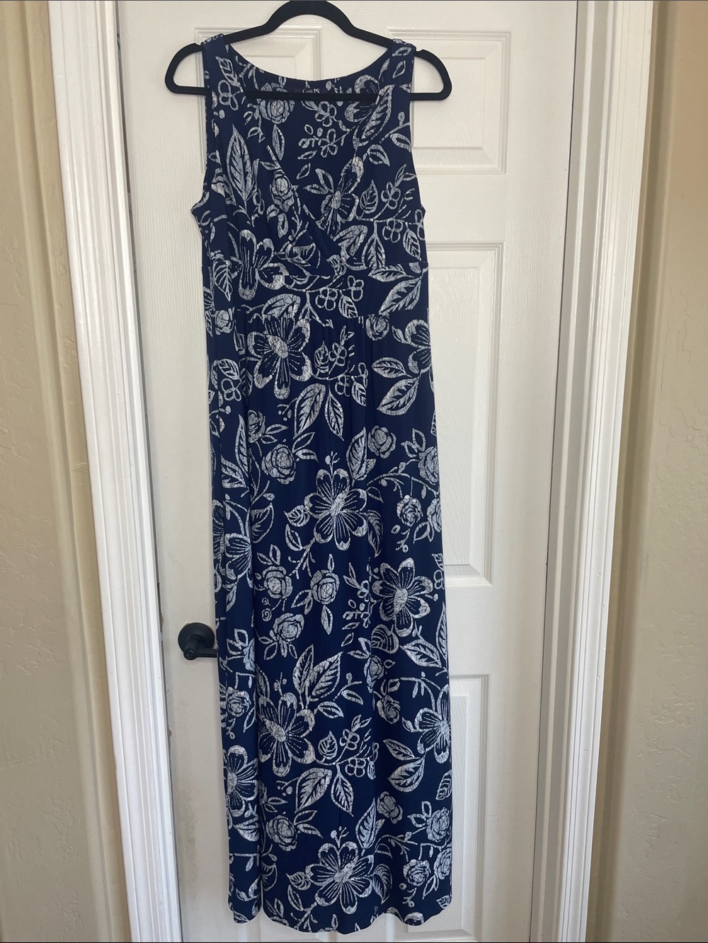 Chaps Navy and White Floral Maxi Dress - Picture 1 of 9